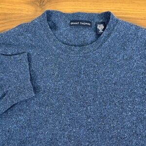 Grant‎ Thomas Blue Speckled Wool Silk Nylon Angora Rabbit Hair Italy Sweater XL